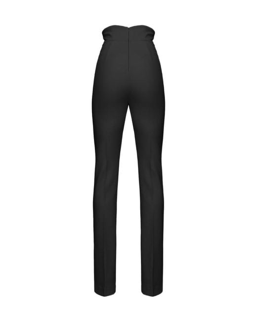 Pinko Black High-Waisted Front-Slit Trousers