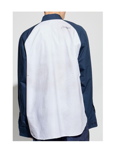 Balenciaga Blue Logo Patch Long-Sleeve Shirt for men