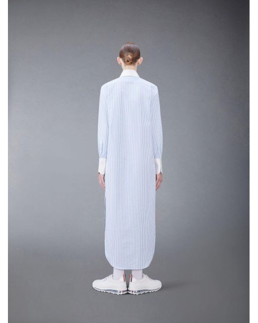 Thom Browne Blue Striped Button-Up Shirt Dress