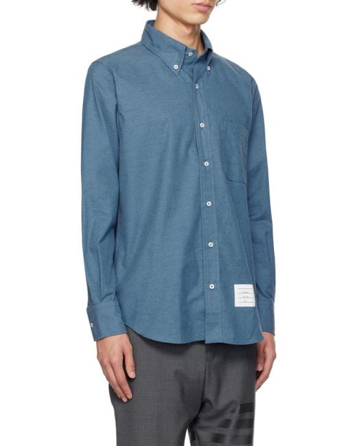 Thom Browne Blue Striped Detail Shirt for men