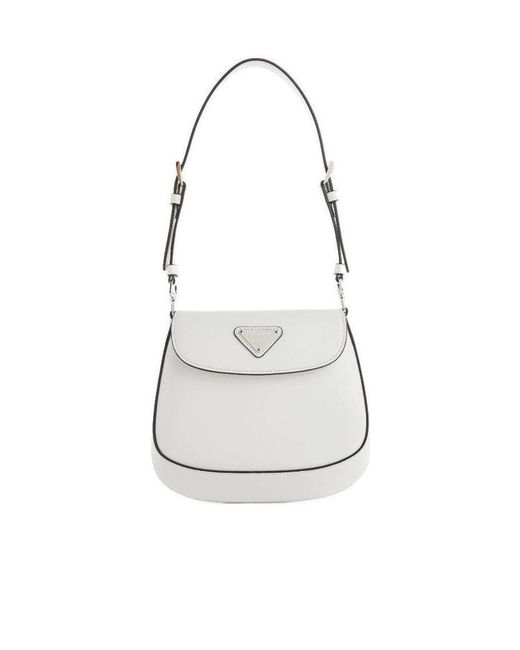 Prada White Cleo Brushed Leather Mini Bag
