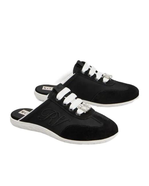 Roger Vivier Black Viv Low Mules