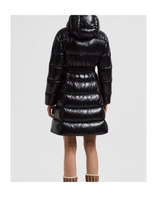 Moncler Black Bellevue Belted Long Down Coat