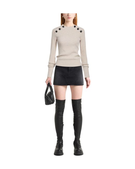 Isabel Marant Natural Ribbed Knit Top
