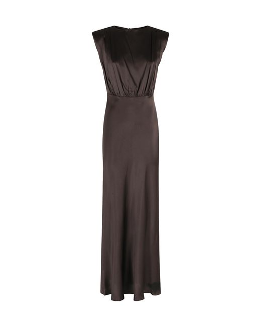 Semicouture Brown Padded Shoulders Dress