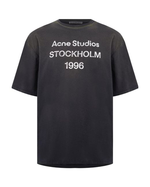 Acne Black Logo Short-Sleeved T-Shirt for men