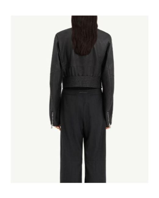 MM6 by Maison Margiela Black Cropped Bomber Jacket