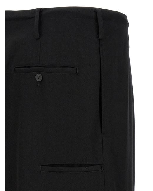 Yohji Yamamoto Black New Standard Wallet Asymmetric-Closure Trousers for men