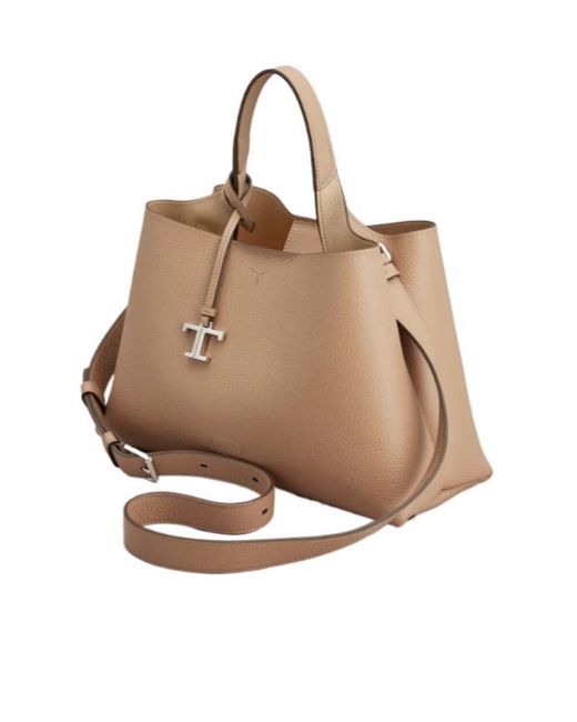 Tod's Natural Logo Printed Small Tote Bag