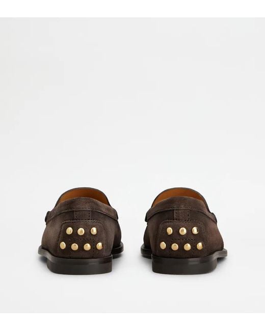 Tod's Brown Gommini Metal Detail Flat Shoes