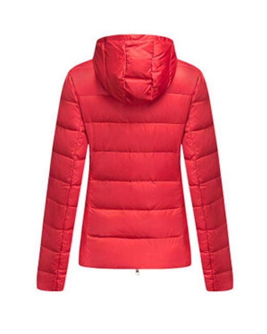 Emporio Armani Red Hooded Quilted Down Jacket
