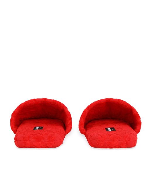 Dolce & Gabbana Red Logo Jacquard Slides for men