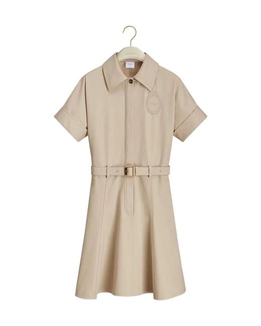 Dior Natural Médaillon Belted Shirtdress
