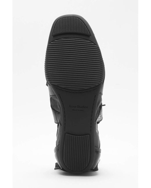 Acne Black Leather Lace-Up Sneakers for men