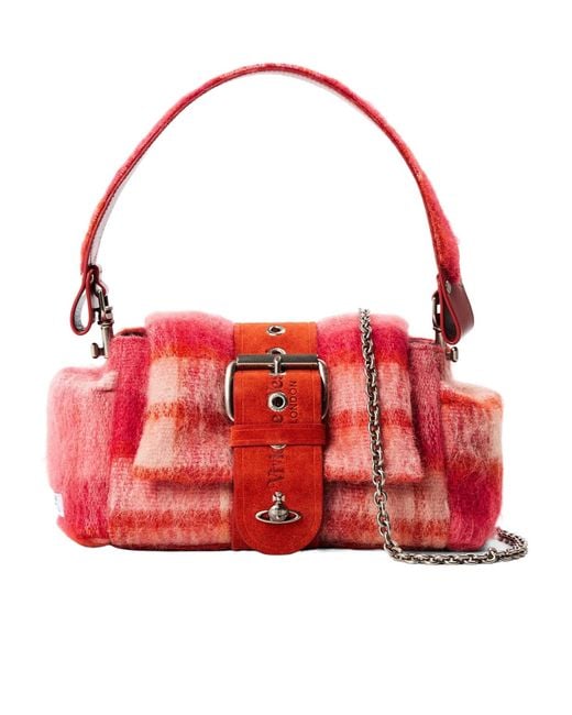 Vivienne Westwood Red Plaid Wool Shoulder Bag