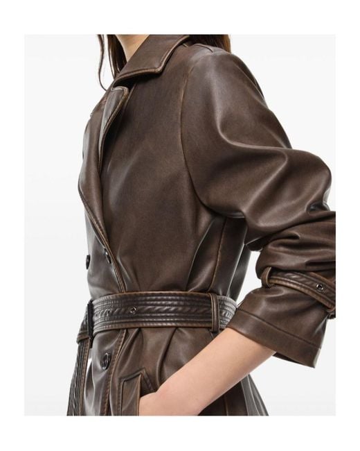 Pinko Brown Double-Breasted Belted Coat