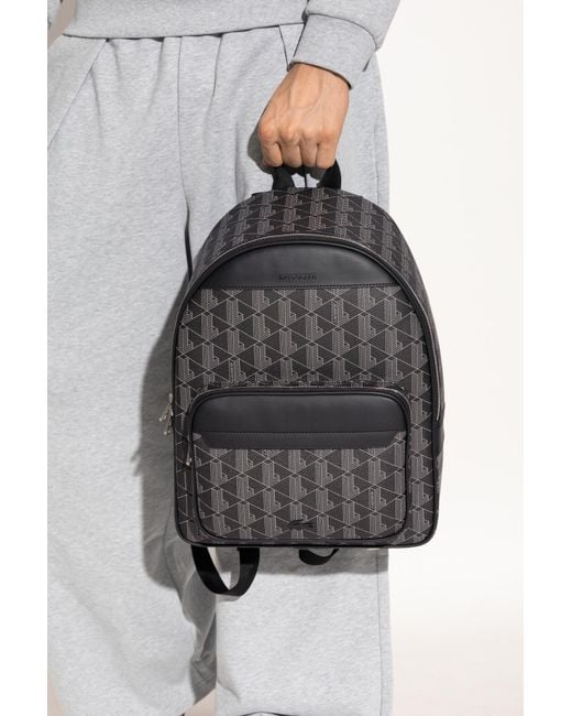 Lacoste Gray Geometric Letter Pattern Backpack for men