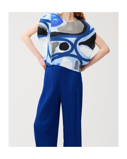 Pleats Please Issey Miyake Blue Roll Top