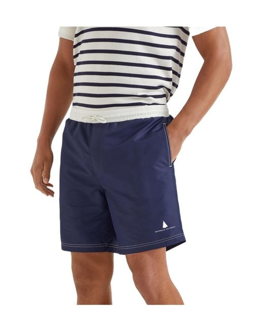 Brunello Cucinelli Blue Logo Printed Drawstring Swim Shorts for men