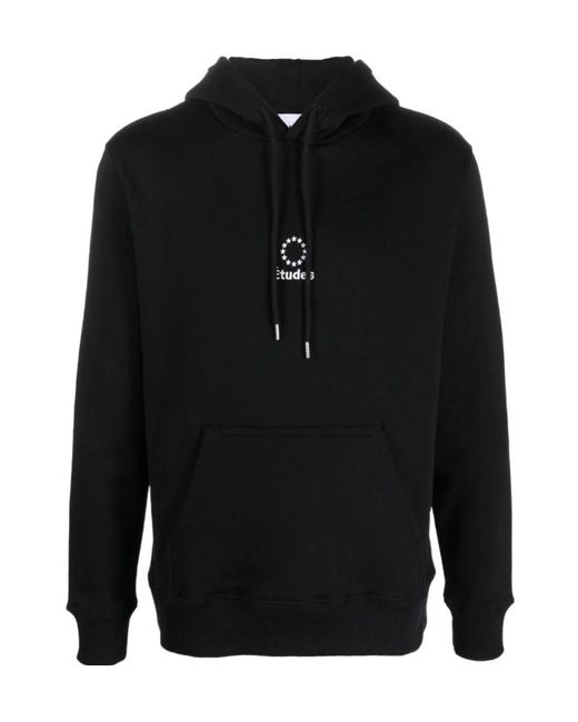 Etudes Studio Black Logo Embroidered Drawstring Hoodie for men