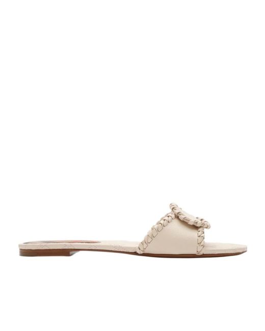 Burberry White Leather Knight Stamp Slides
