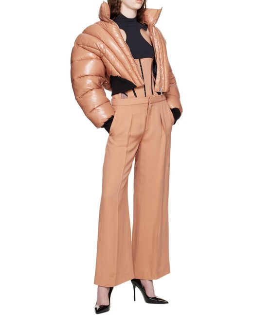 Mugler Natural Waist Stitching Casual Pants
