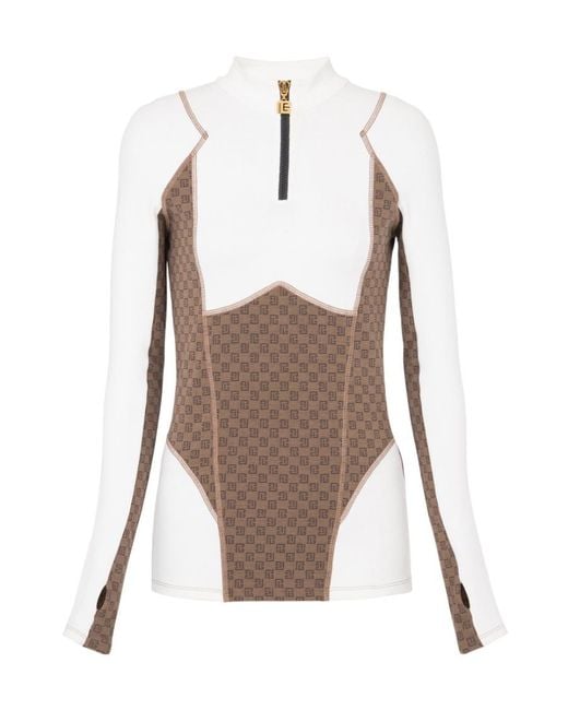 Balmain White Mini Monogram Technical Top