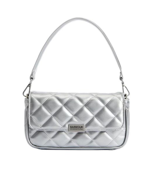 Barbour Gray Quilted Medium Cross Body Bag