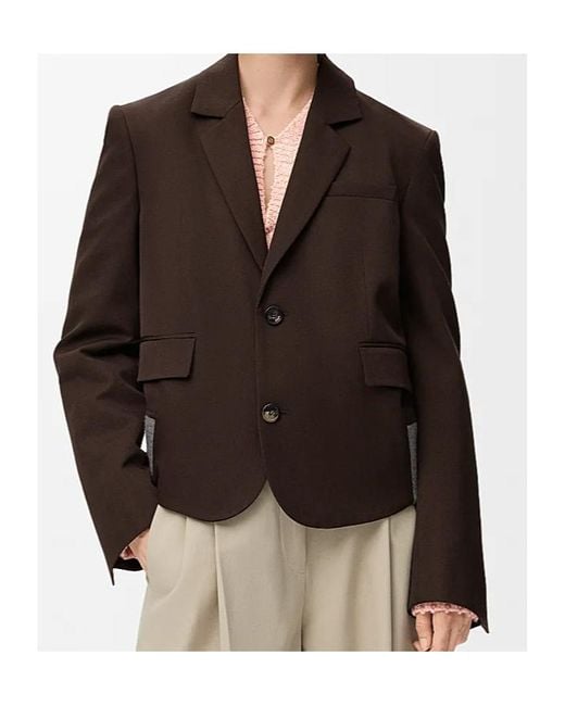 Loewe Brown Single-Breasted Cropped Jacket