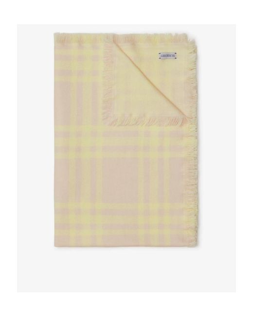 Burberry Natural Checked Logo Embroidered Frayed-Edge Scarf for men