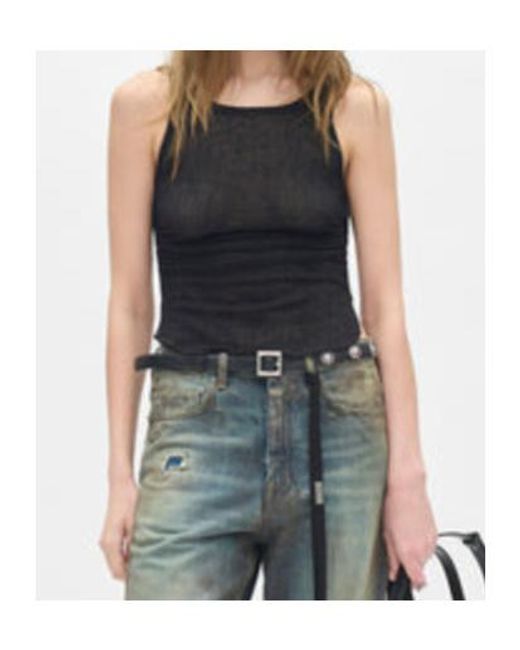 Ann Demeulemeester Black Mara Wrinkled Cropped Tank Top