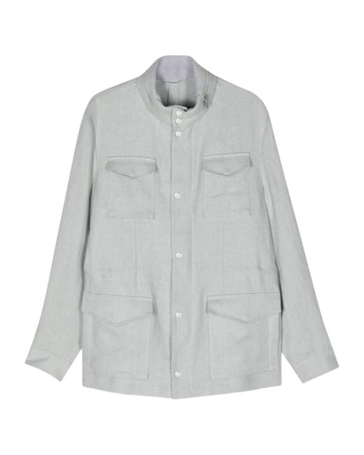 Eleventy Gray Four-Pockets Linen Jacket for men