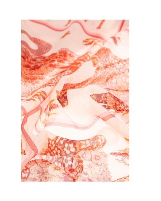 Ferragamo Pink Ferragamo Patterned Printed Scarf