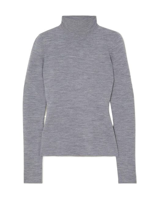 Gabriela Hearst Gray May Wool, Cashmere And Silk-Blend Turtleneck Sweater