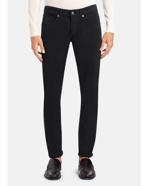 Dondup Black Cuffed-Hem Jeans for men