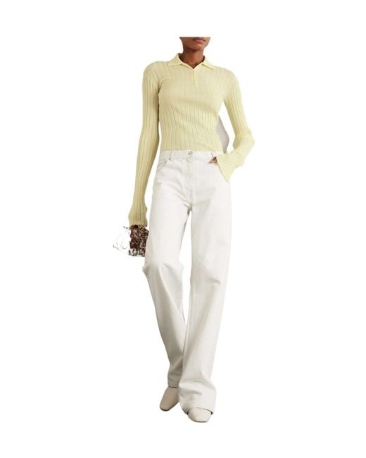 Calvin Klein White Distressed Mid-Rise Straight-Leg Jeans