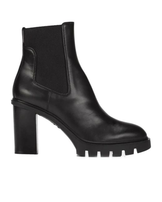 Santoni Black Round-Toed Ankle Boots