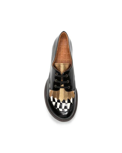 Chie Mihara Black Round-Toe Lace-Up Shoes