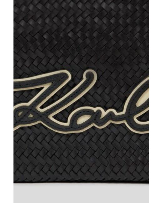 Karl Lagerfeld Black Logo Woven Tote Bag