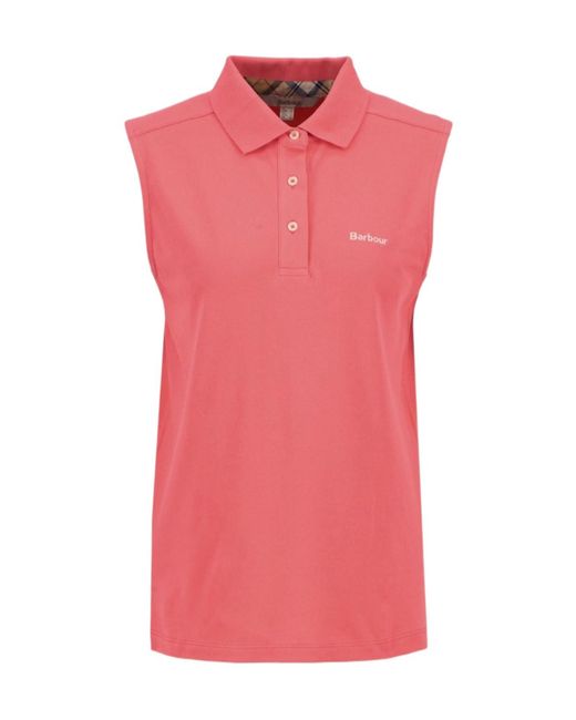 Barbour Pink Bowford Sleeveless Polo Shirt