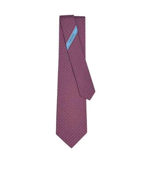 Ferragamo Purple Gancini Regimental Print Silk Tie for men