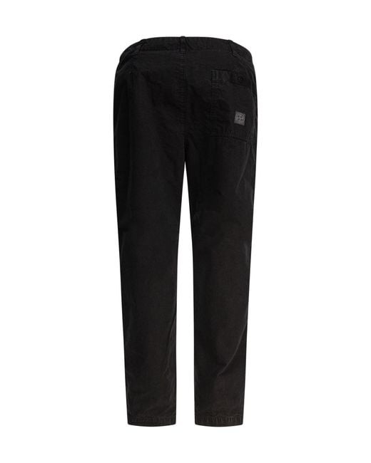Stone Island Black Logo Patch Straight-Leg Pants for men