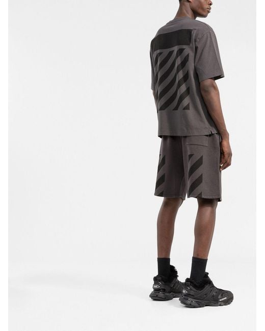 Off-White c/o Virgil Abloh Gray Diag-Stripe Cotton Shorts for men