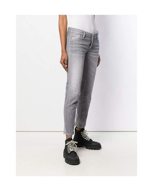 DSquared² Gray Slim-Fit Low Rise Trousers