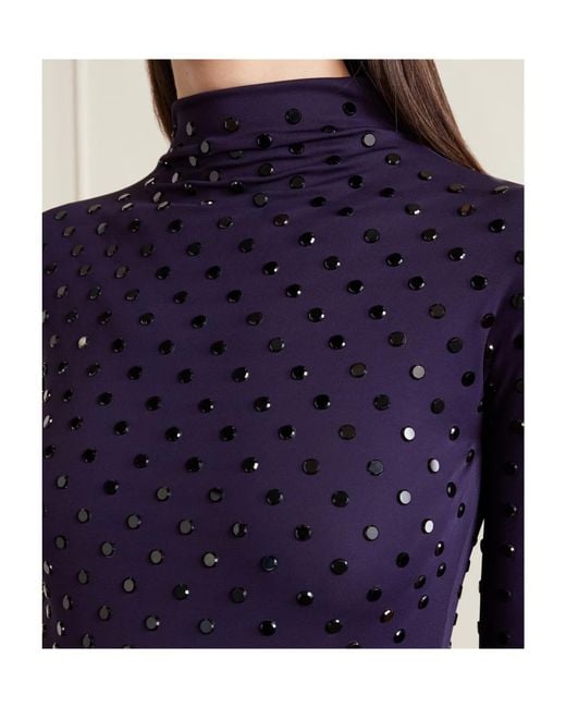 Alaïa Blue Crystal-Embellished Knitted Midi Dress