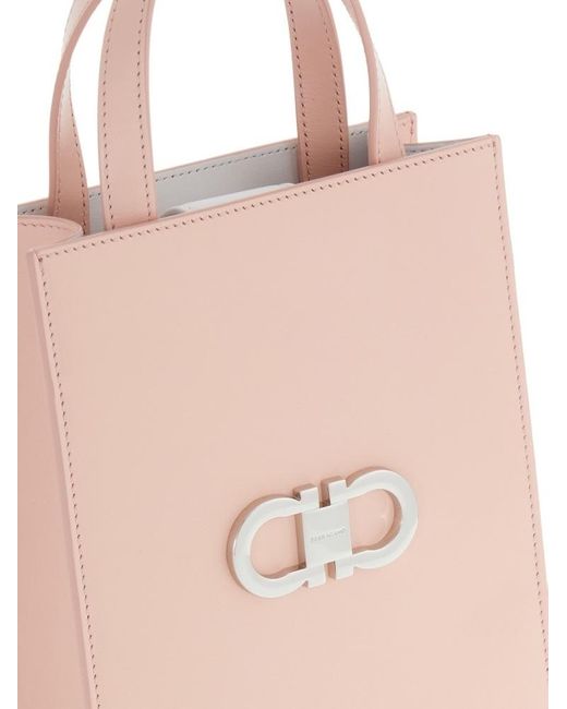 Ferragamo Pink Gancini-Plaque Mini Tote Bag