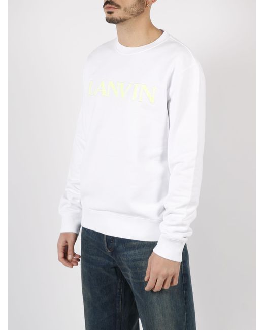 Lanvin White Logo Round Neck Sweater for men