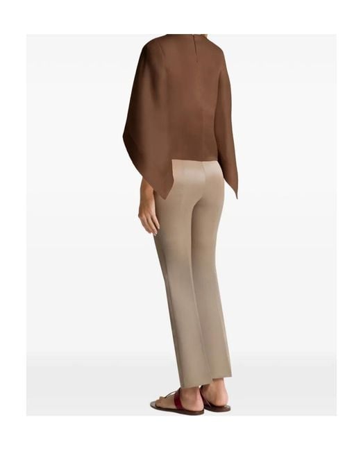 Alberta Ferretti Brown Cut-Out Detailed Crewneck Top