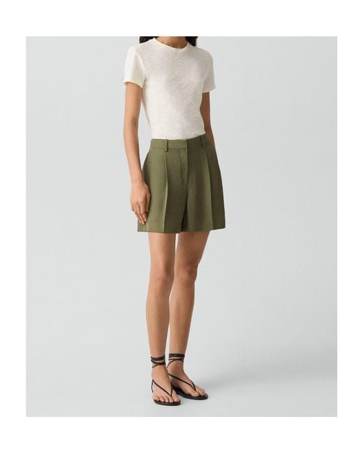 Theory Green Fluid Pleat Short