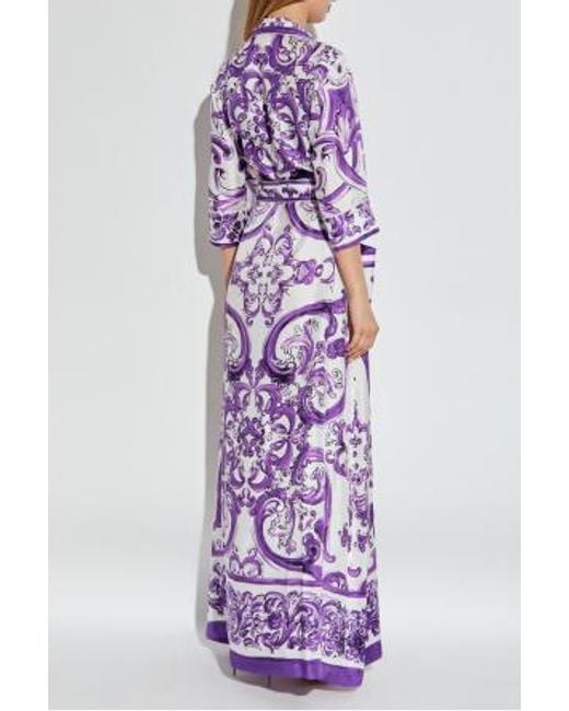 Dolce & Gabbana Purple Majolica Printed Long Dress